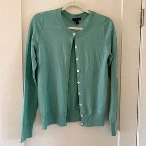 J.crew Seafoam green blue button up cardigan sweater 100% merino wool Sz small